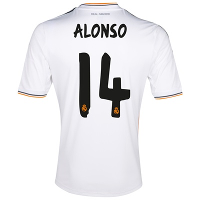 13-14 Real Madrid #14 Alonso Home Jersey Shirt - Click Image to Close